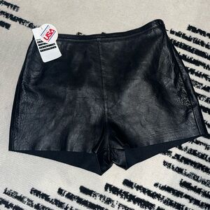 *AMERICAN APPAREL* BLACK LEATHER HIGH WAIST SHORTS
